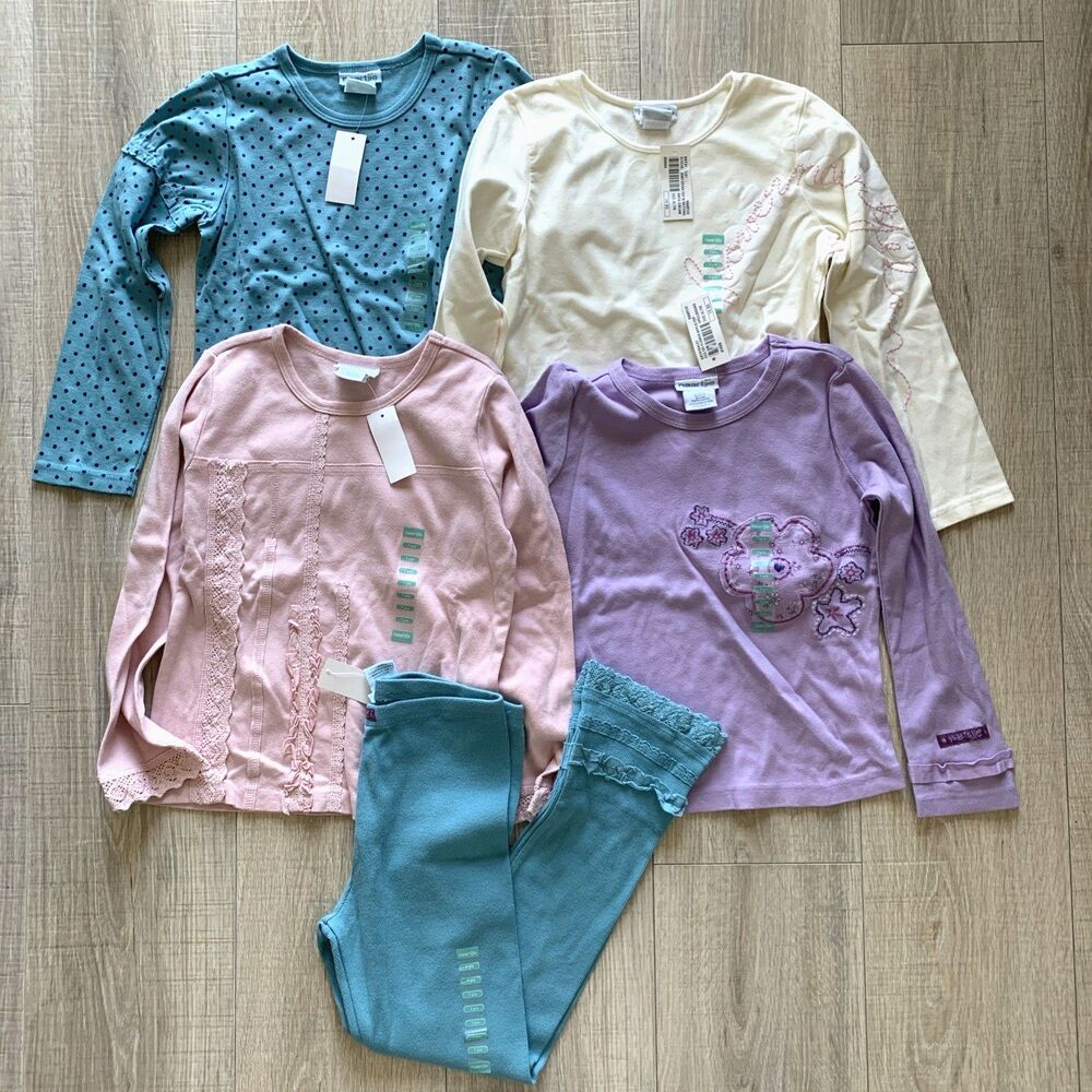 Lot 5 pc Naartjie Tops Long Sleeve Shirt Ribbed Leggings Girls Size 7